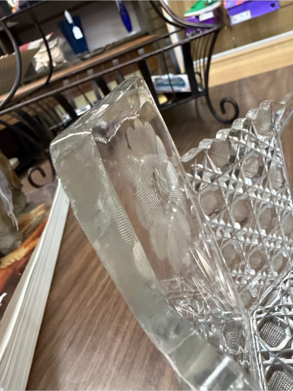 Crystal Vase/ Ice Bucket Heavy Bowl w/Faceted Octogan sides, Matte Decorations